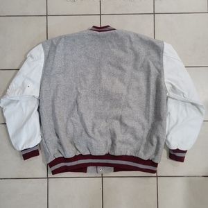 Maverick Letterman Jacket Gray Maroon White University of New Mexico UNM 56 Long